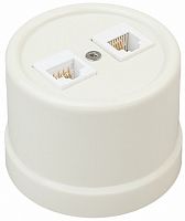 Розетка-ретро компьютерная пластик Bironi Лизетта 2-м. RJ45+RJ45 5е слоновая кость картинка